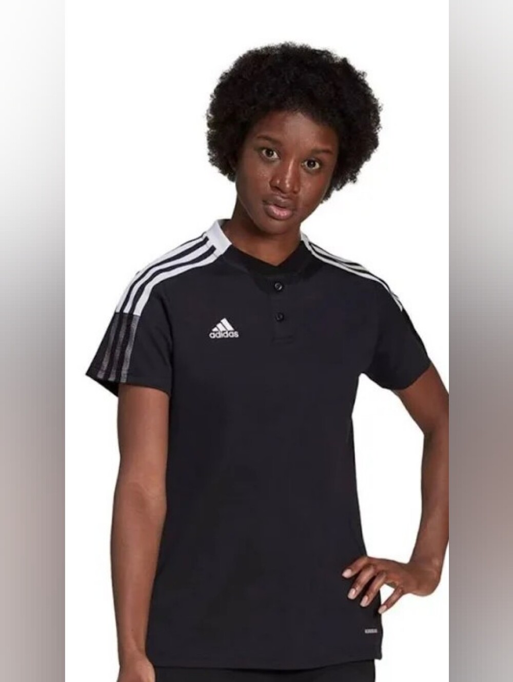adidas Black Polo with White Shoulder Stripes